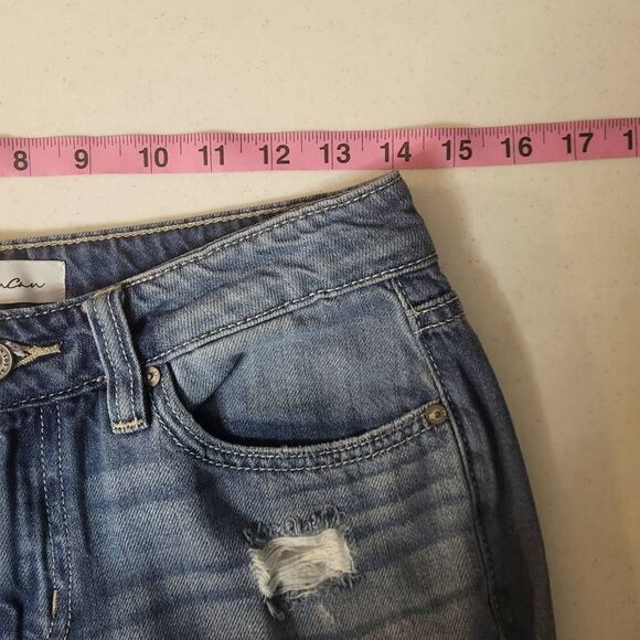Kancan Boyfriend Distressed Low Rise Skinny Denim Jeans Medium Wash Size 3/25 - Picture 10 of 12